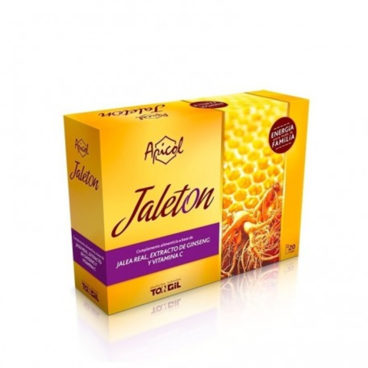 Apicol Jaleton jalea real, ginseng y vitamina C 20 Ampollas Tongil