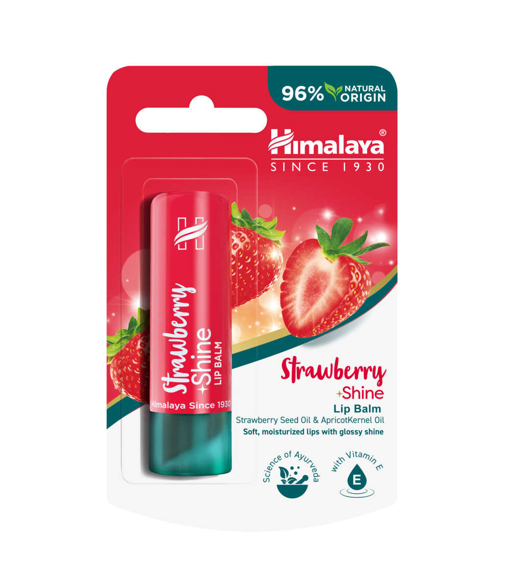 Bálsamo labial fresa con brillo 4, – Himalaya – 5g