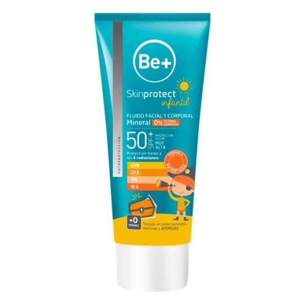 BE+ proteção da pele infantil Mineral SPF50+ facial e corporal