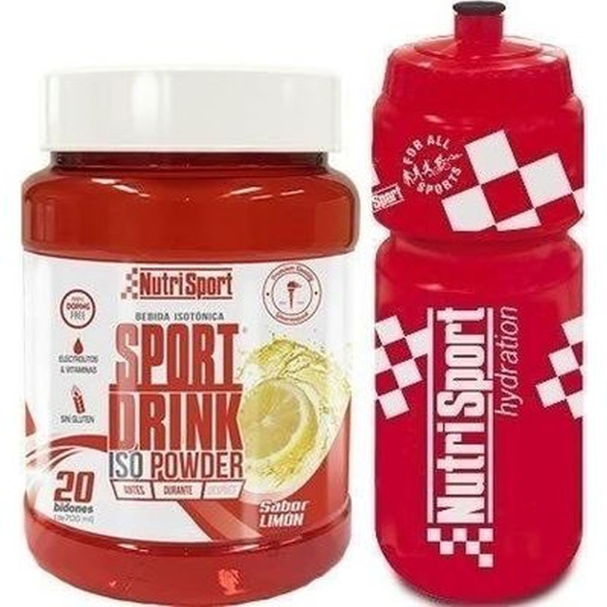 Bidones NutriSport Sport Drink Iso Powder sabor limón ramos + bidón 750 ml – 1020g