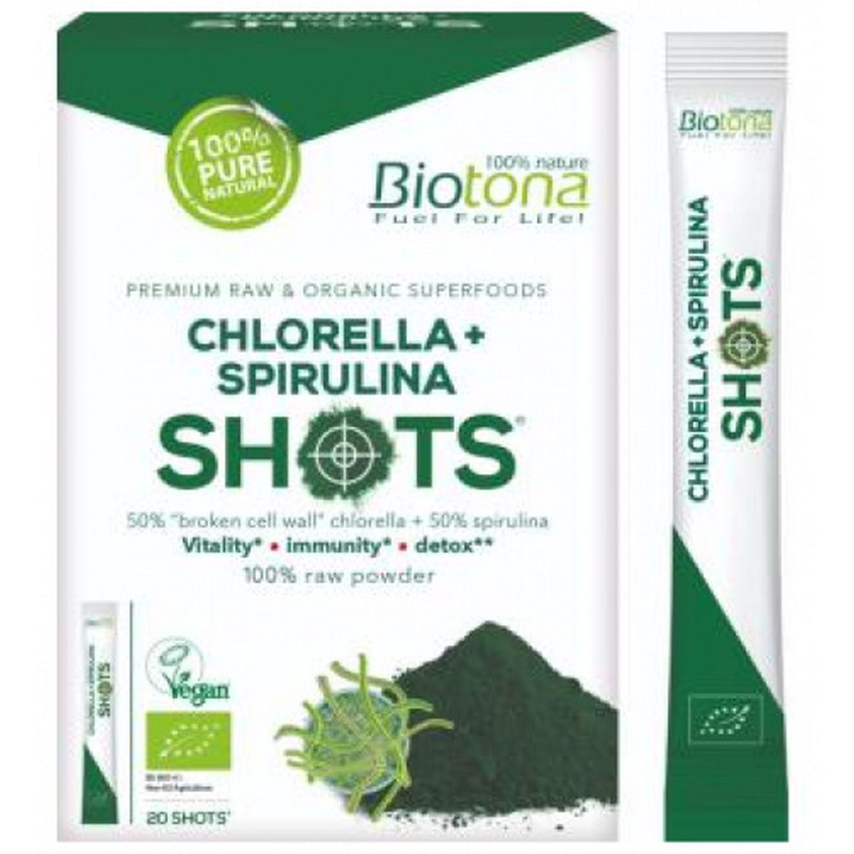 Biotona Chlorella + Spirulina Raw Powder 20 bolsas X ramos – 10g