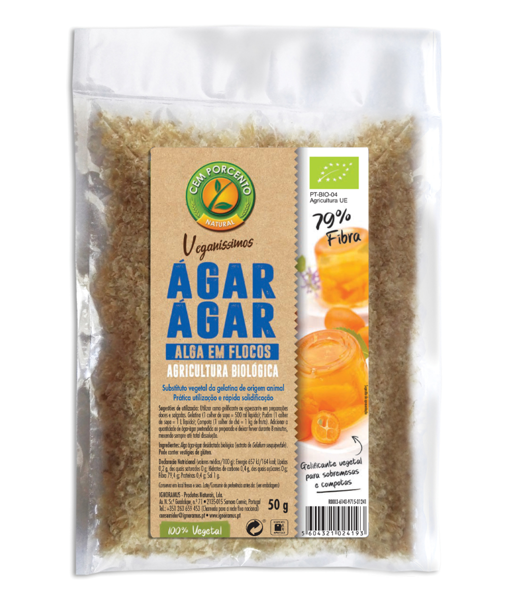 Cem Porcento Agar Agar Escamas – 50g