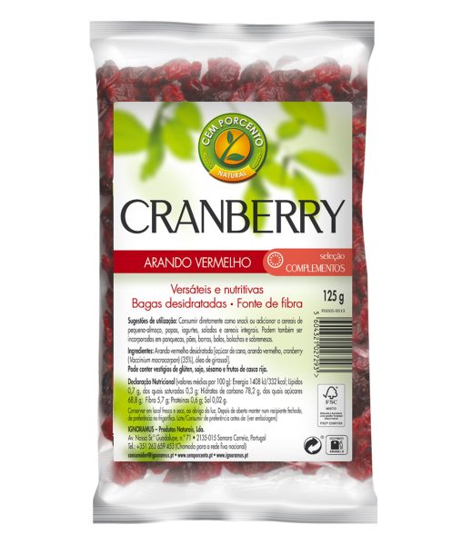 Cem Porcento Bagas de Cranberry – 125g
