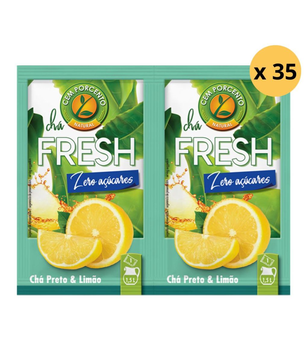 Cem Porcento Chá Fresco Limão Solúvel ramos 35 Unidades – 18g