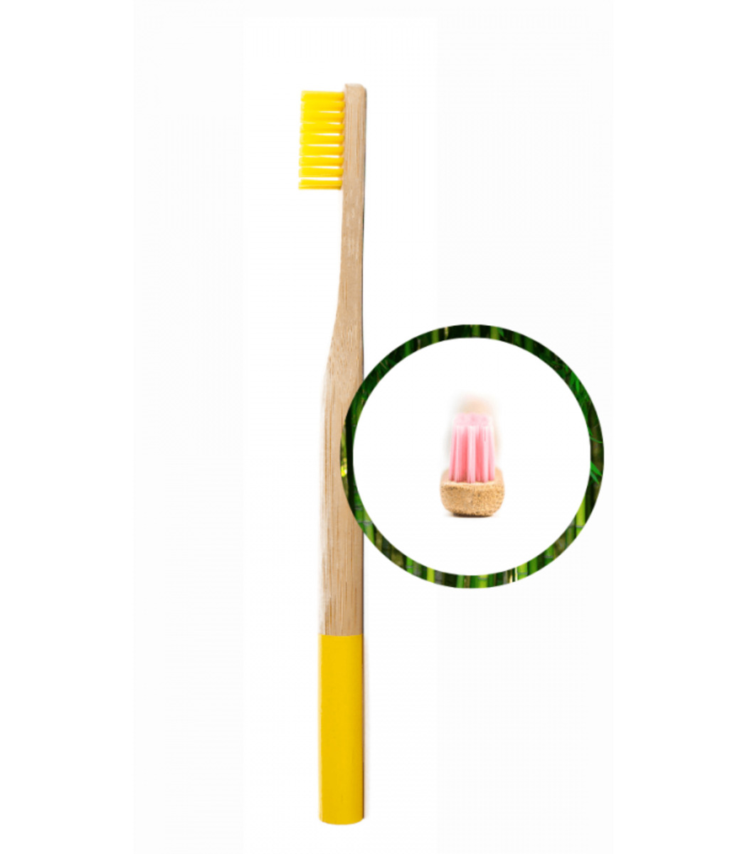 Cepillo Bambú Infantil Medio Naranja Bamboo