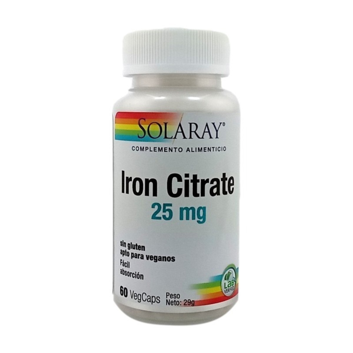 Citrato de Hierro 25 mg 60 Cápsulas Solaray