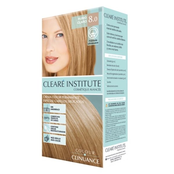 Clearé Institute crema colore permanente speciale capelli delicati Biondo chiaro 8.0