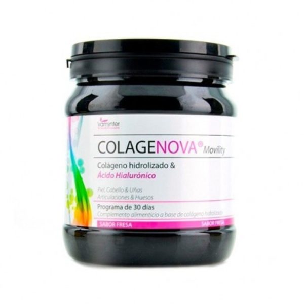 Colagenova Movility Complemento Alimentare di Collagene Idrolizzato e Acido Ialuronico Sapore Fragola Vaminter – 390g