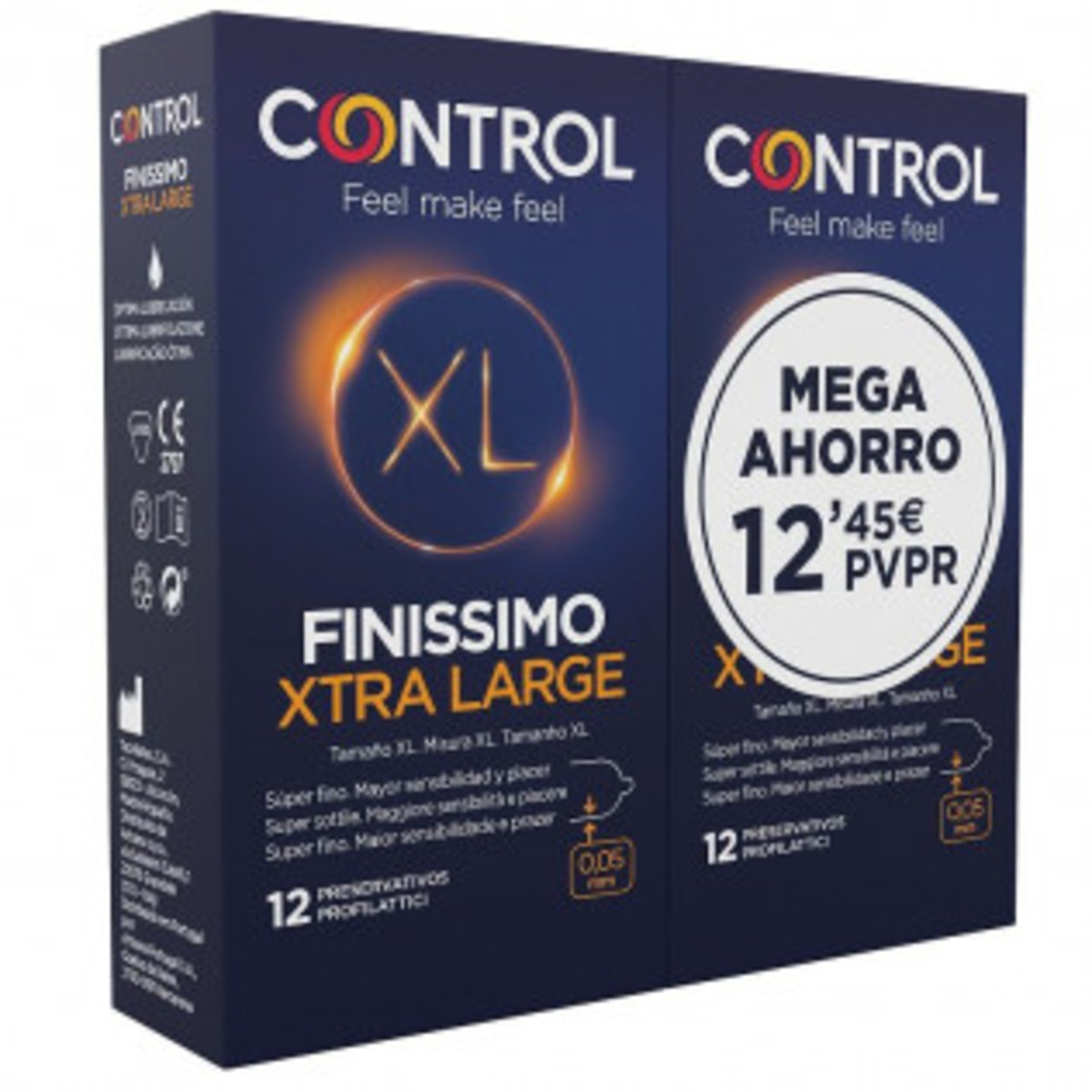 Control Finissimo XtraLarge 12 preservativos Pack 2 cajas.