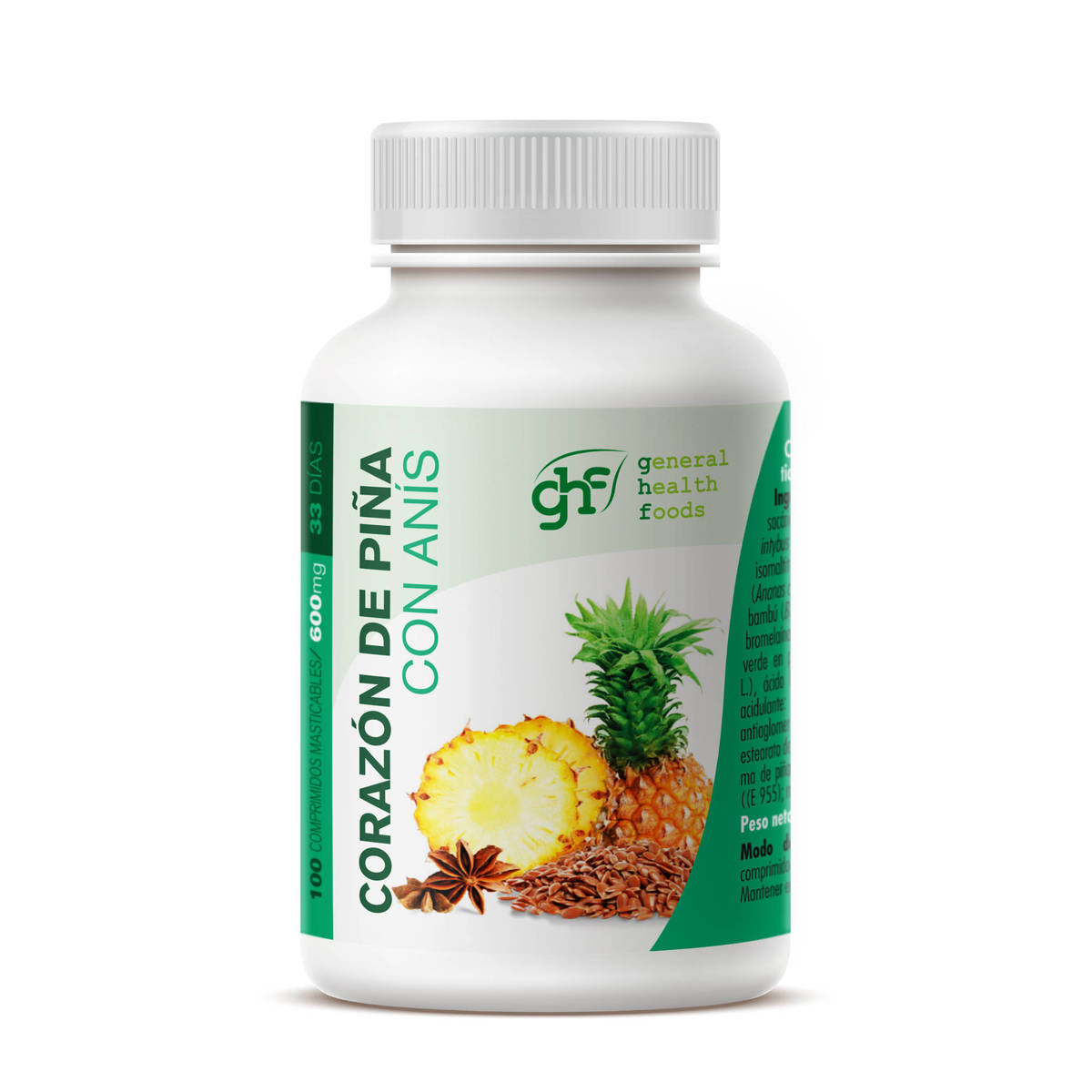Corazon de Piña con Anís 600mg Comprimidos Masticables 100u