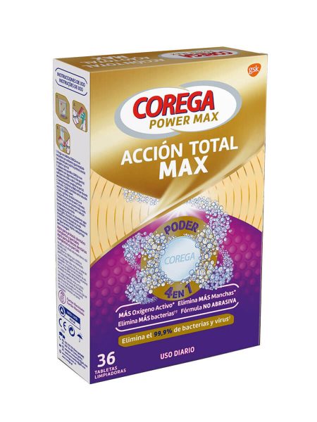 Corega Power Max 36 tabletas acción total