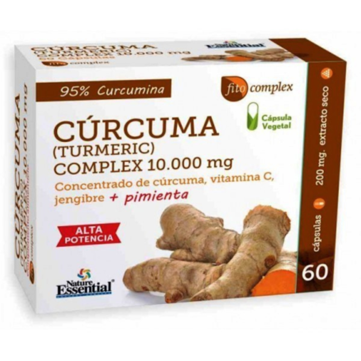 Cúrcuma Complex Jengibre + vitamina C + Pimienta Nature Essential 60 cápsulas
