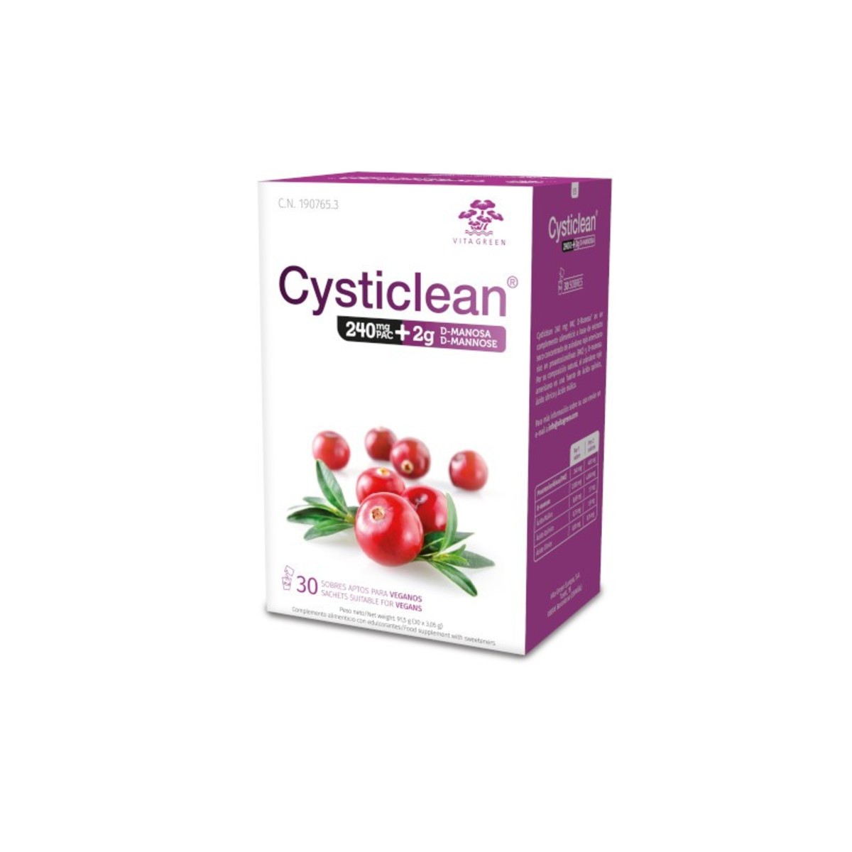 Cysticlean D-Manosa Con 240Mg Pac y Arándano Rojo Sobres 30 Un