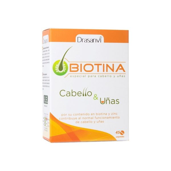 Supplément de Biotine pour Cheveux et Ongles 45 Comprimés – Drasanvi