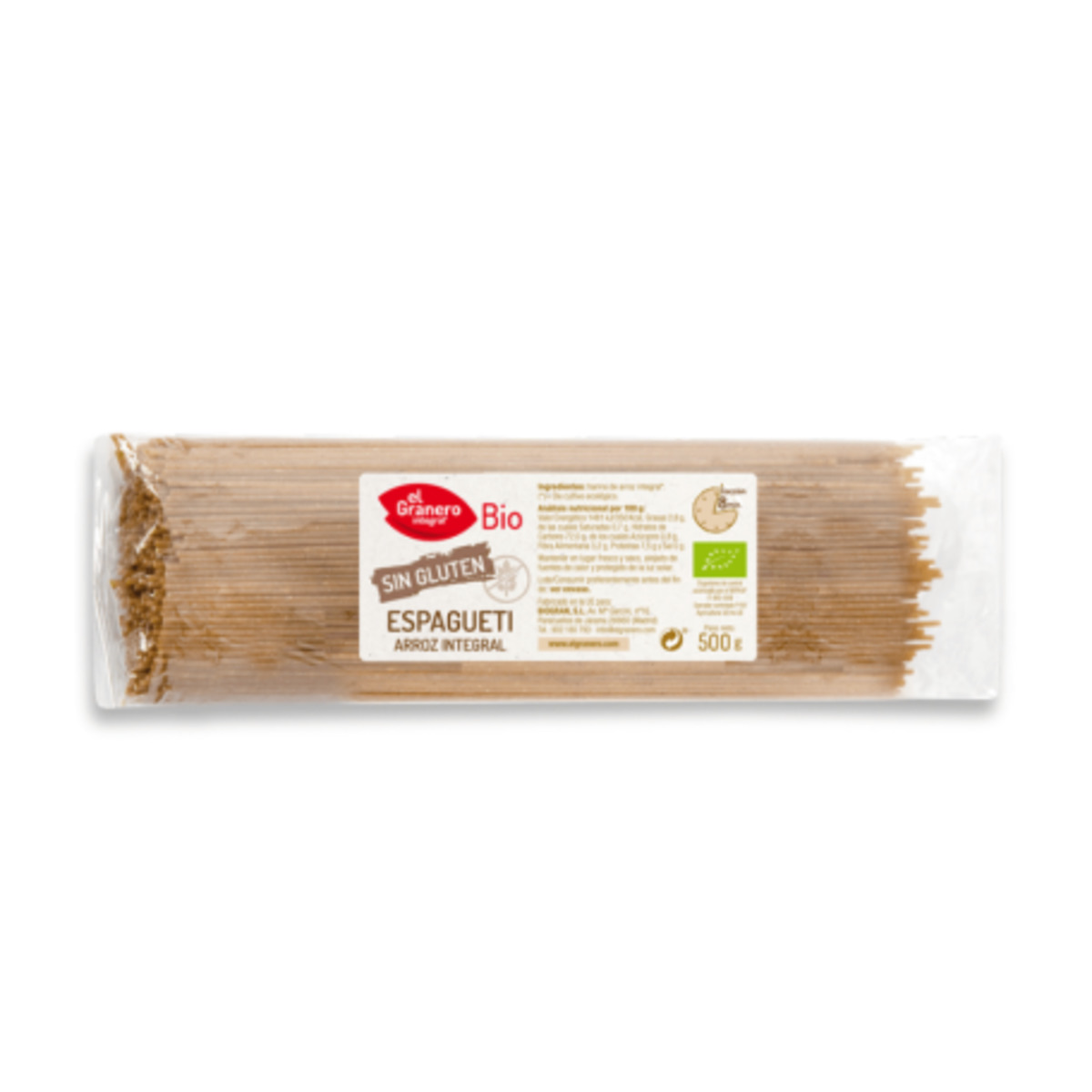 Espaguetis de Arroz Integral Sin Gluten Bio El granero Integral – 500g