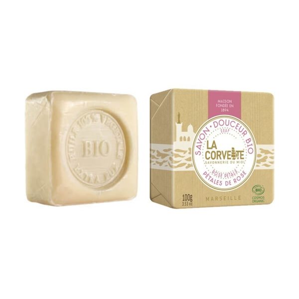 Jabón Orgánico Pastilla Pétalos de Rosa La Corvette – 100g