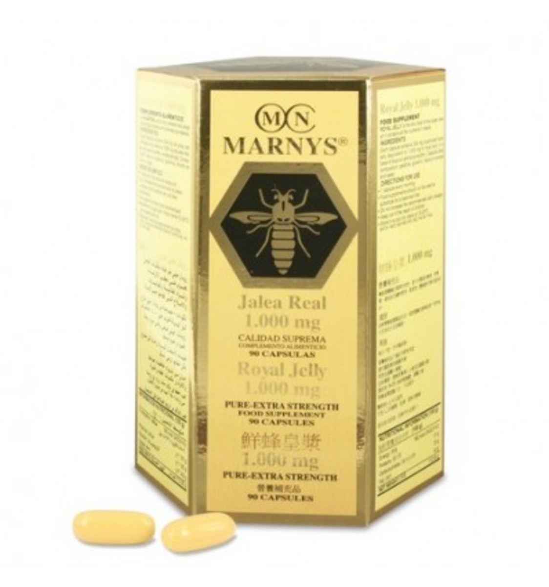 Jalea real y Lecitina Sin Dioxido Titanio 90 caps Marnys