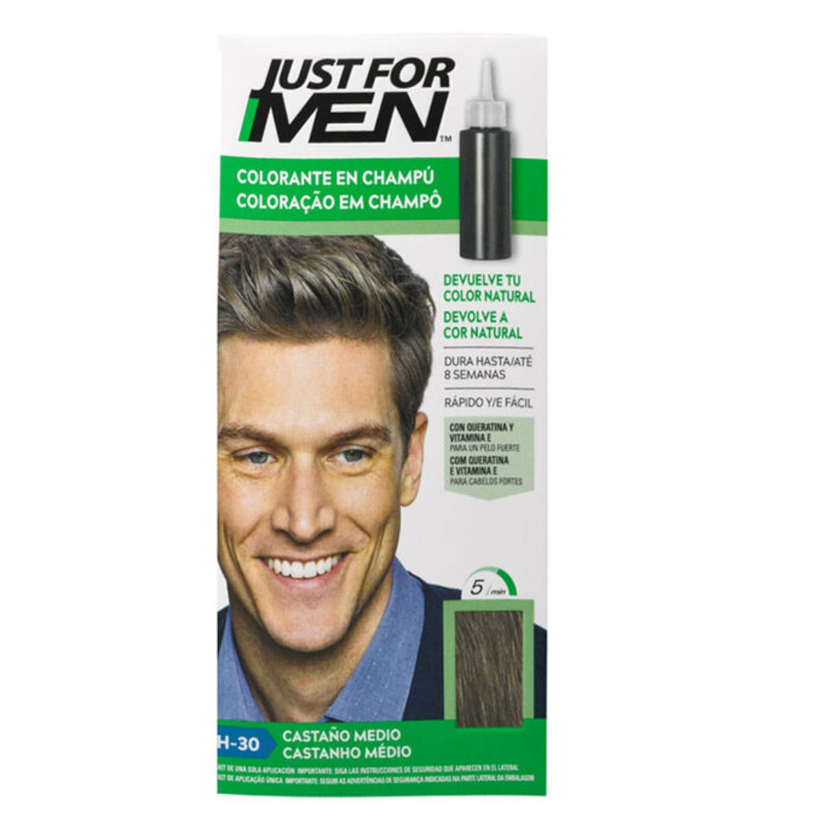 Just for men champú colorante 30 CC castaño medio