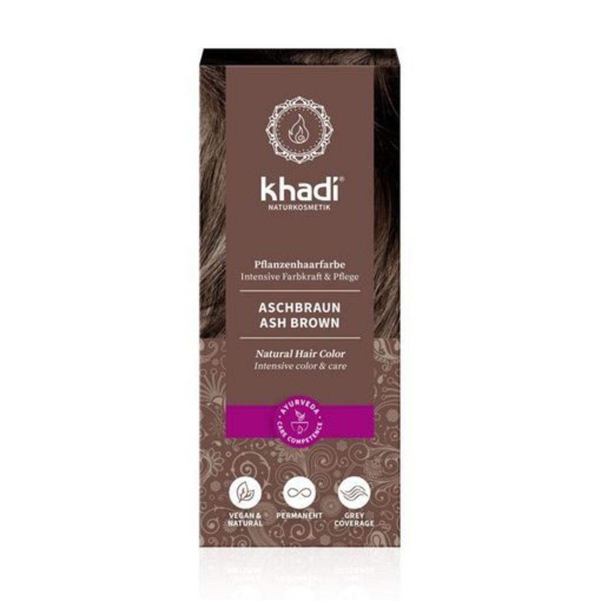 Khadi Herbal Color castaño ceniza – 100g