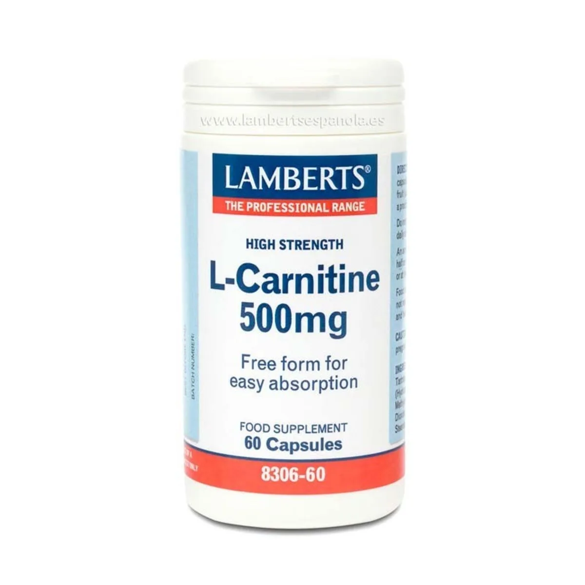 L-Carnitina 500 mg 60 Cápsulas Lamberts
