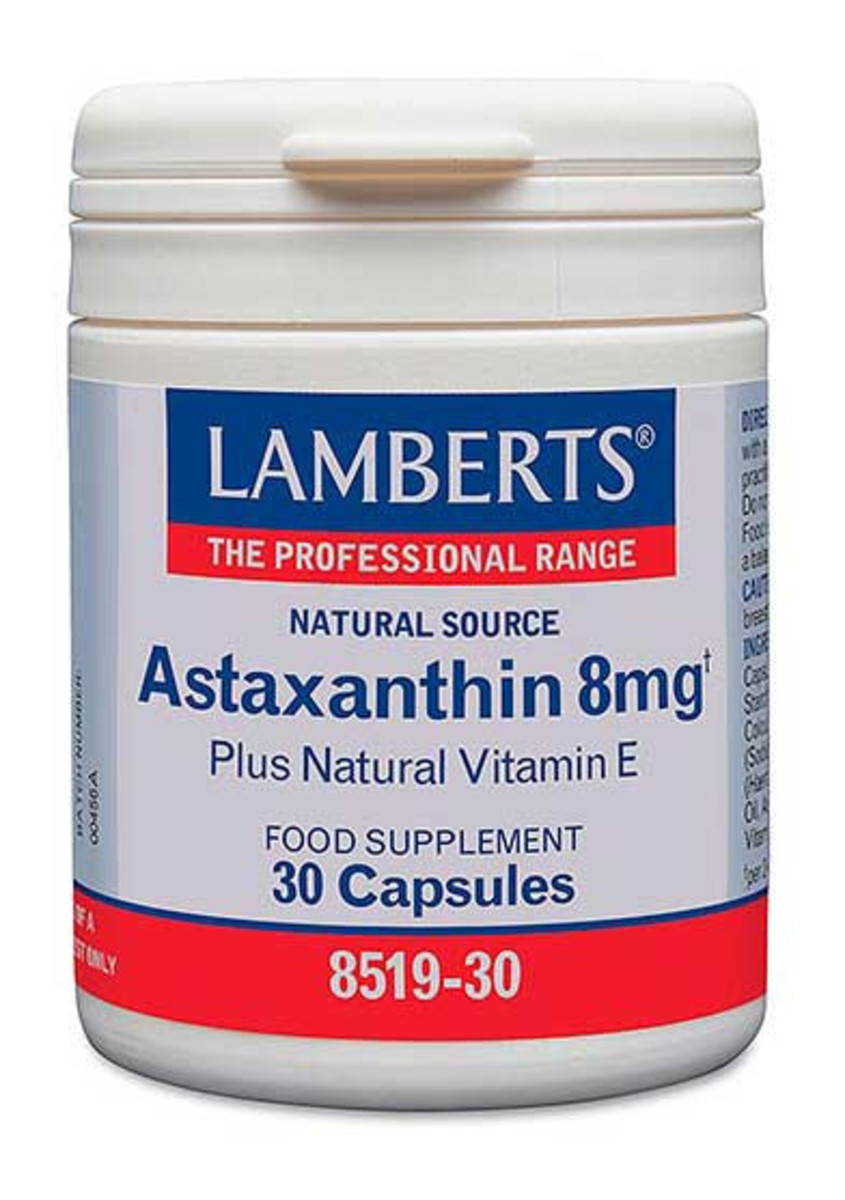 Lamberts Astaxantina 8 mg con Vitamina E natural 30 cápsulas