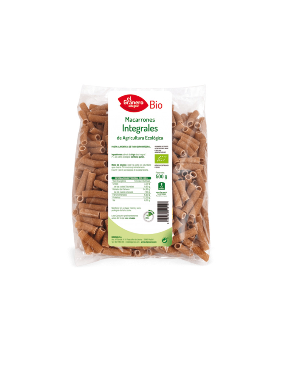 Macarrones Integral Bio El Granero – 500g