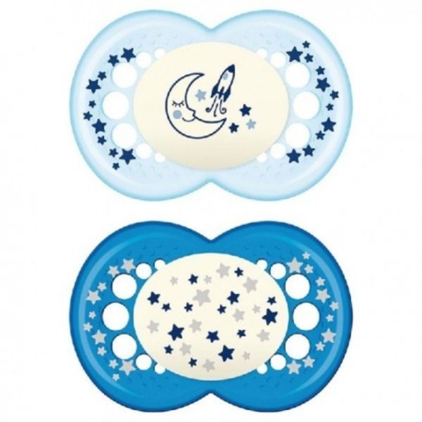 Mam Chupete Silicona Original Night + Pack Doble Azul – 6ml