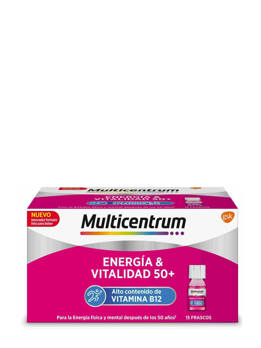 Multicentrum energia y vitalidad 50+ sabor frambuesa 15 frascos