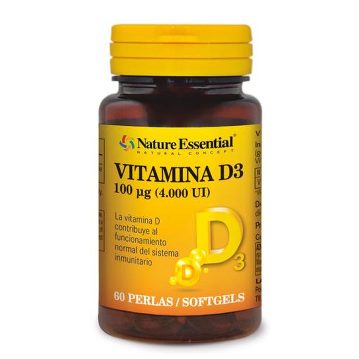 Nature Essential Vitamina D3 100 Mcg (4000 U.I) 60 Perlas