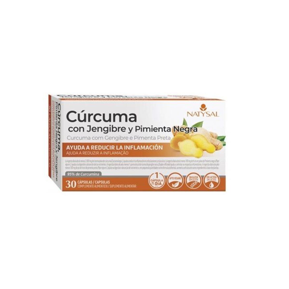 Natysal Cúrcuma con jengibre y pimienta Negra 30 cápsulas