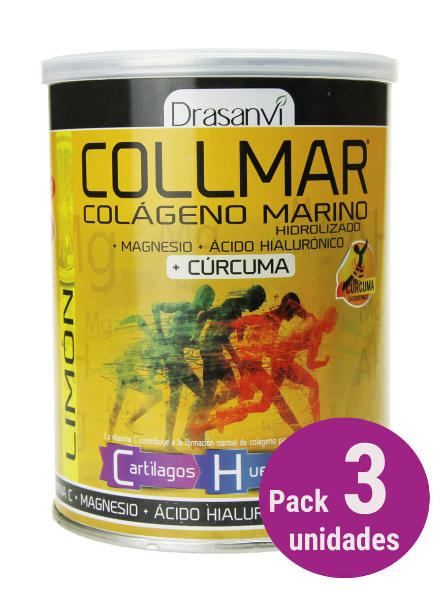Pack 3 collmar colágeno marinho com cúrcuma sabor limão