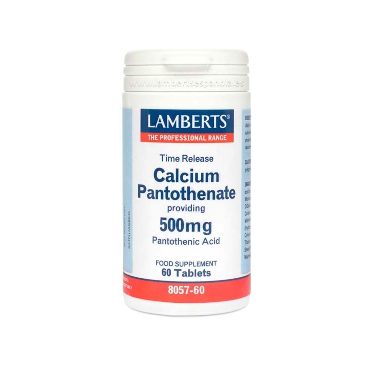 Pantotenato de Calcio 500 mg 60 Comprimidos Lamberts