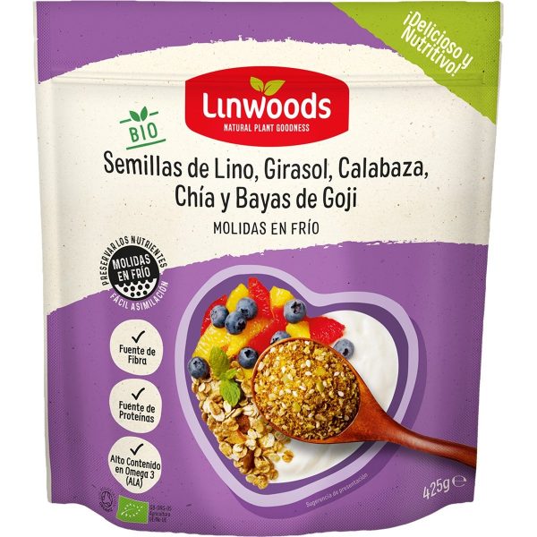 Graines Lin Courge Tournesol Chia Goji Linwoods – 425g