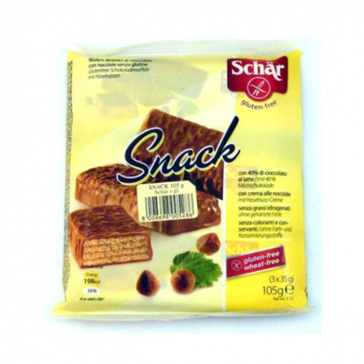 Snack Barquillos de Chocolate 3 unidades de 35 g Schar – 105g
