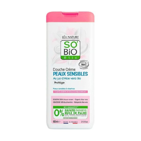 So’bio Gel de chuveiro pele sensível protetor Aloe Vera – 650ml