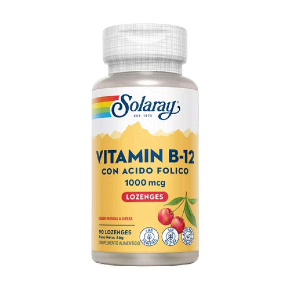 Solaray Vitamina B12 + Ácido Fólico 1000 Mcg 90 Comprimidos