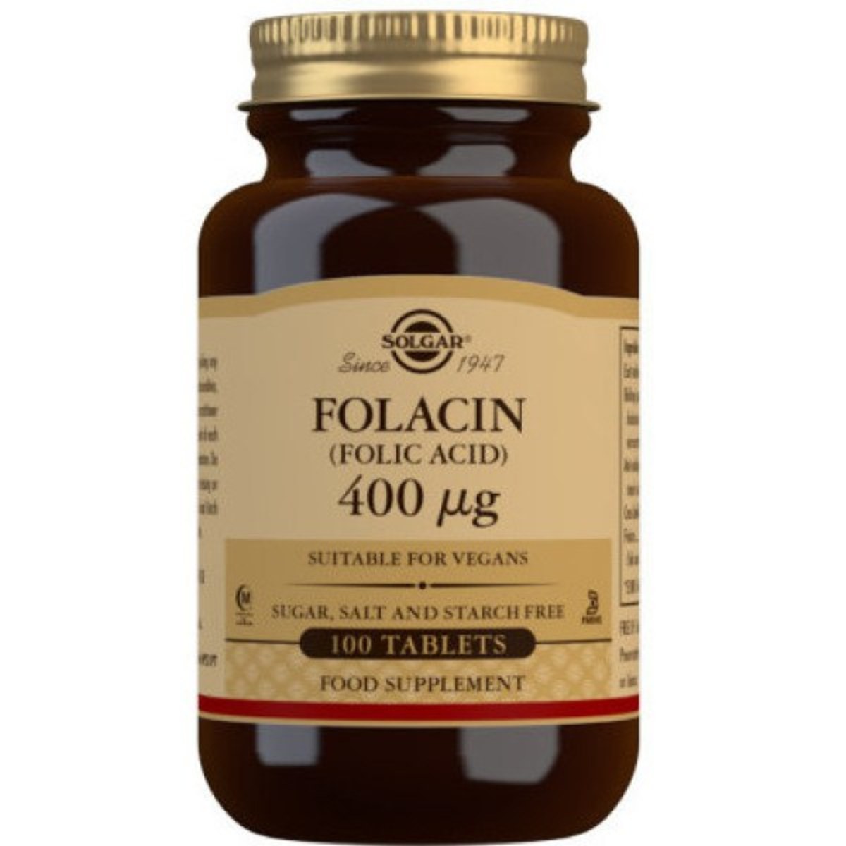 Ácido Fólico Folacin 400 Mg 100 Comprimidos  – Solgar