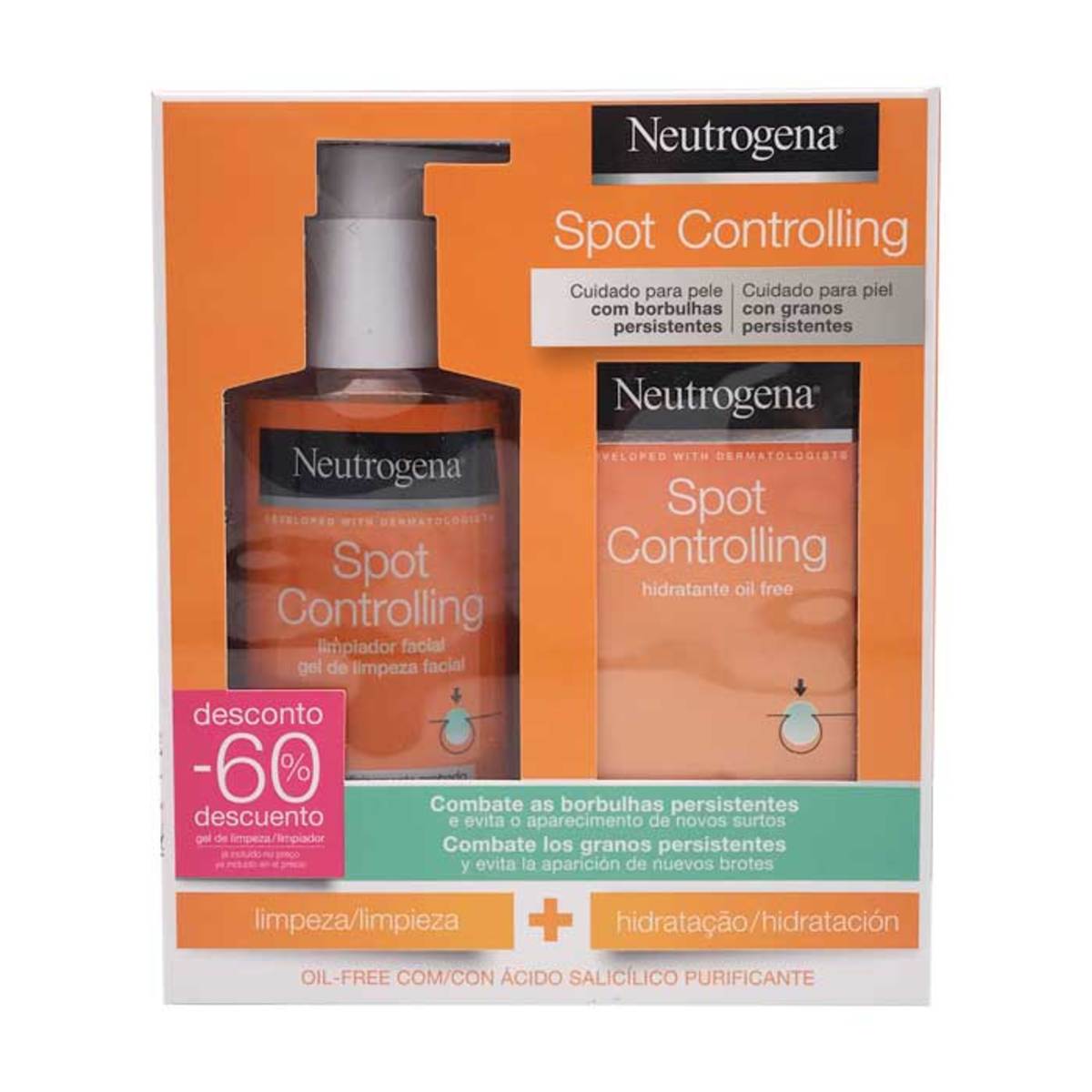 Spot Controilling Neutrogena pack 2 limpieza + hidratación.