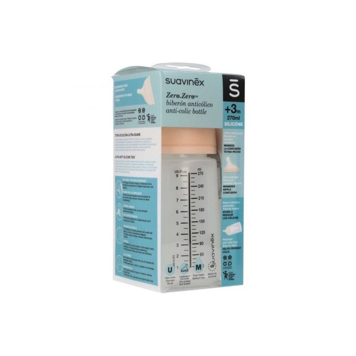 Suavinex Biberon Anticólico Tet-M Silicona – 270ml