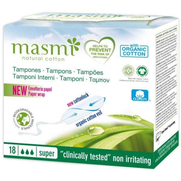 Digitale Tampons super 18 Stk ohne Applikator – Masmi Natural Cotton