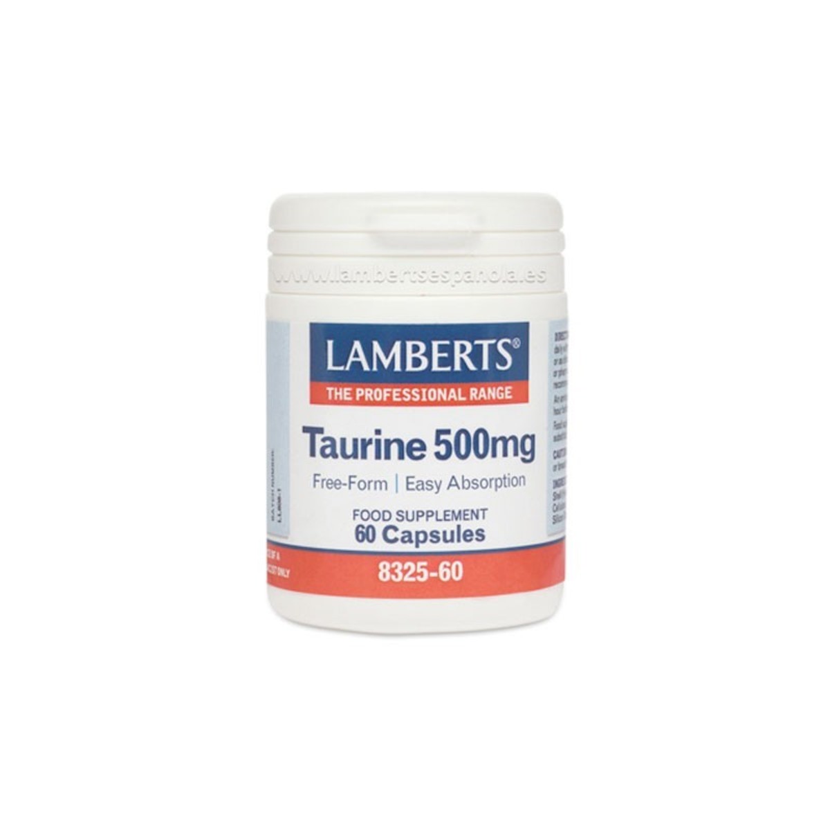 Taurina 500 mg 60 Cápsulas Lamberts