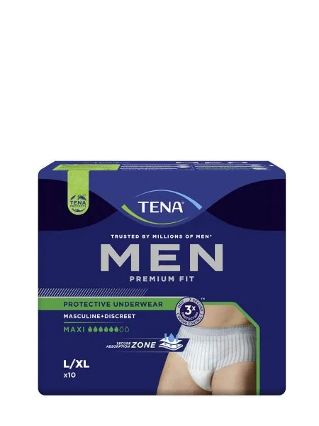 Tena Men Premium Fit Maxi Sous-vêtements protecteurs Taille L/XL 10 Culottes
