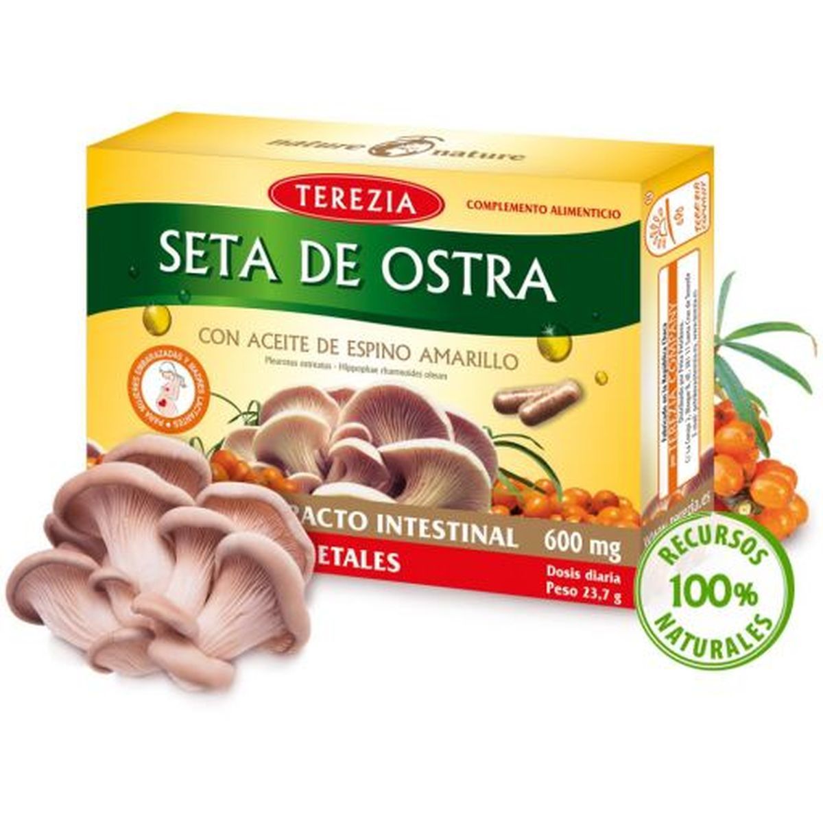 Terezia Seta de ostra con aceite de Espino Amarillo 60 cápsulas