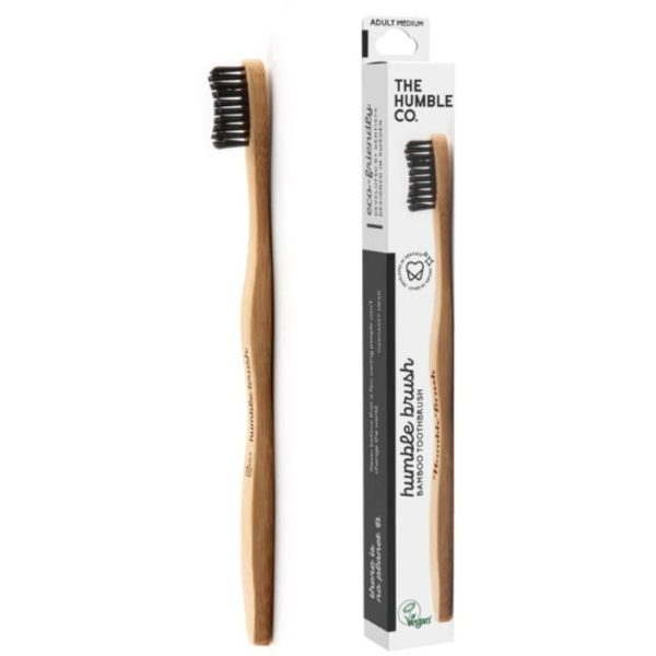The Humble Brosse à dents en bambou adulte moyen noir
