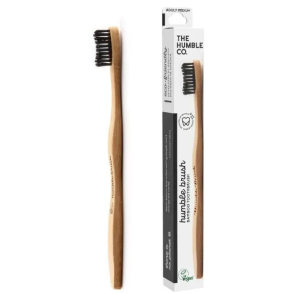The Humble Brosse à dents en bambou adulte moyen noir