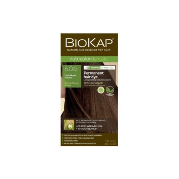 Tintura Rapida Delicata tono 6.06 biondo scuro habana – Biokap – 140ml