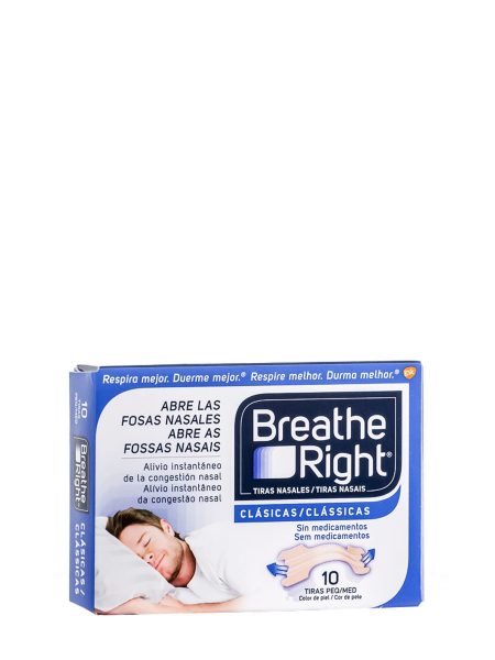 Tiras nasais breathe right tamanho pequeno-médio 10 unidades