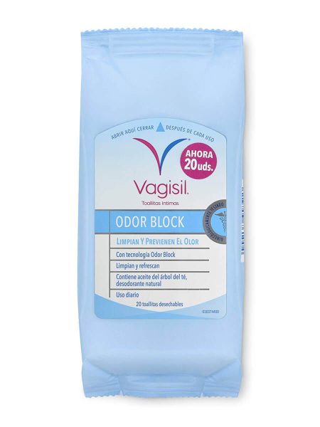 Vagisil Odor Block Feuchttücher Intim 20 Feuchttücher