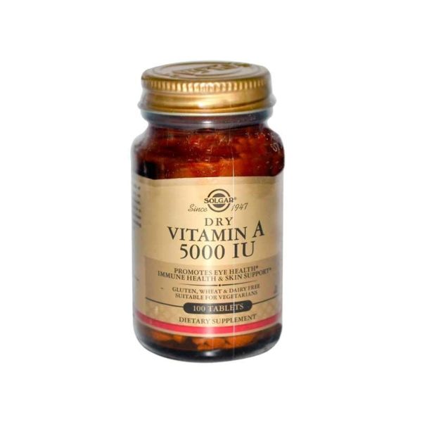 Vitamina A Secca 5000 UI con Vitamina C Solgar 100 Compresse