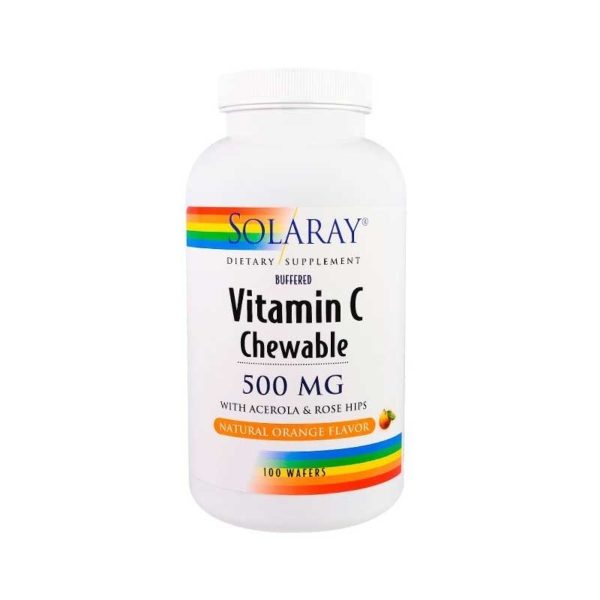 Vitamina C 500 mg Sapore Arancia 100 Compresse Masticabili Solaray